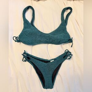 Teal Textured Bikini Set